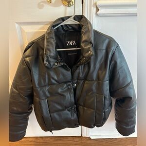 ZARA faux leather bomber jacket
